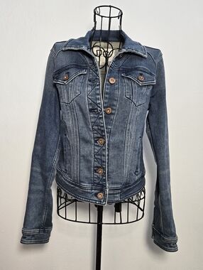 Pilcro Anthropologie Denim Jacket Cotton Stretch Blue XS Fitted